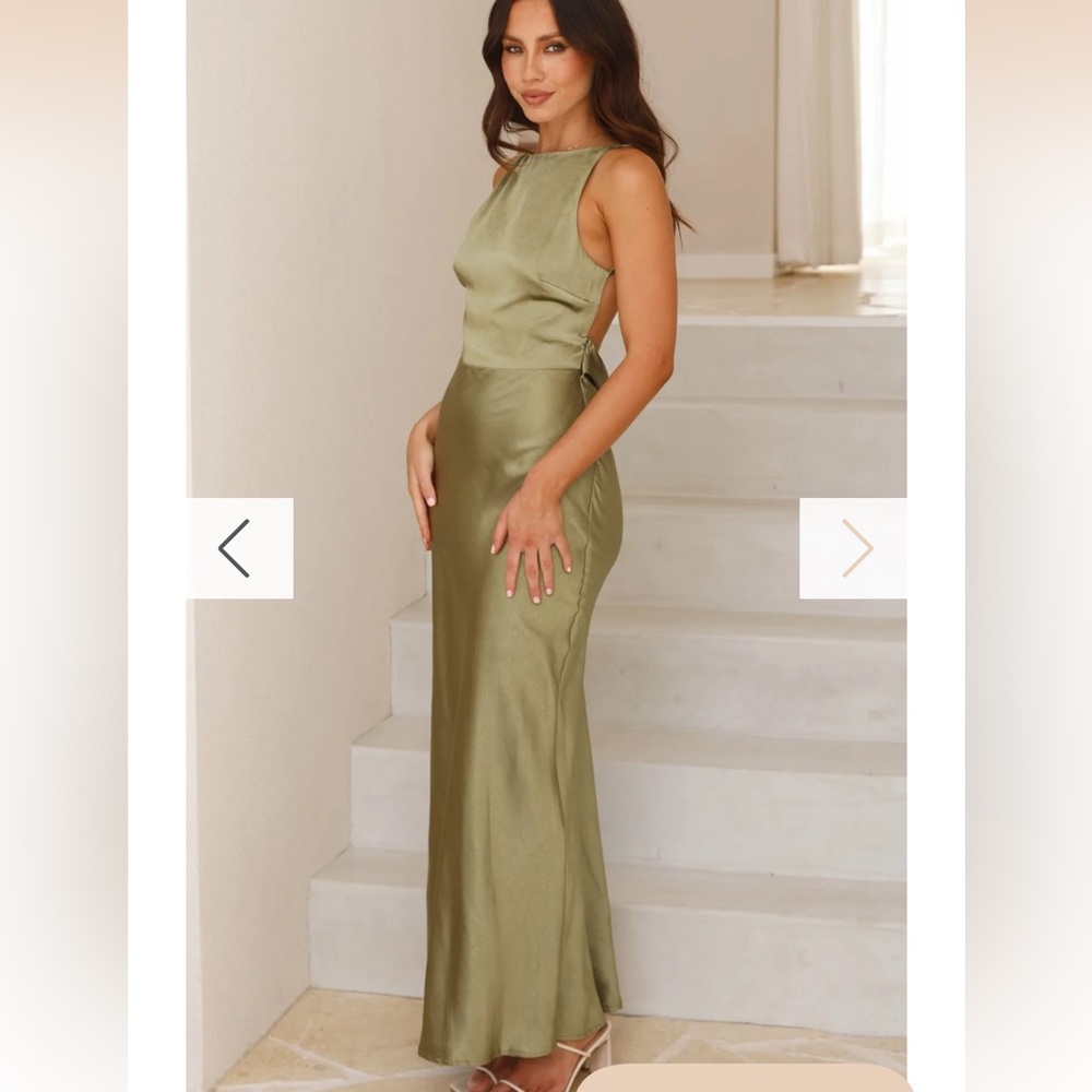 satin maxi dress - Olive